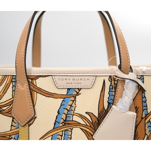 Tory Burch Perry French Cream Climbing Vine Triple Compartment SML Tote Bag NWT - Picture 3 of 7